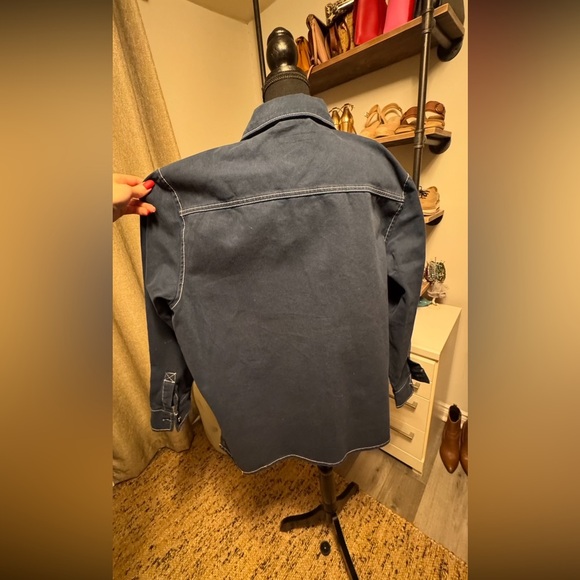 Zara Navy Blue Button-Up Shirt - Picture 4 of 4